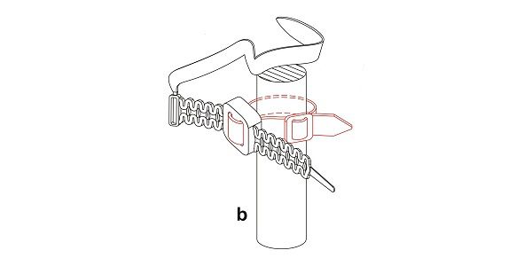 attaching a self-releasing tree tie to a stake attaching a self-releasing tree tie to a stake